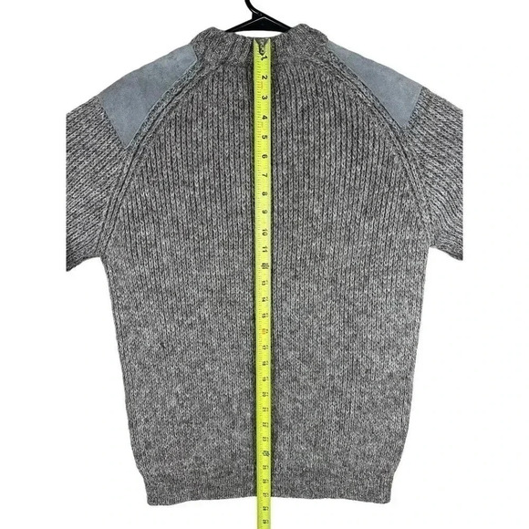 Vintage Knitted Sweater | Grey 100% British Wool | Men's Large | Elbow Patches - Picture 13 of 16
